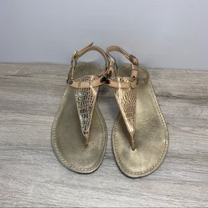 Vince Camuto Itelli Leather Gold Thong Sandal Flat